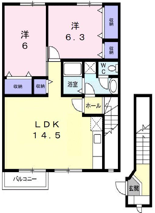 トゥルースマイルB(2LDK/2階)の間取り写真