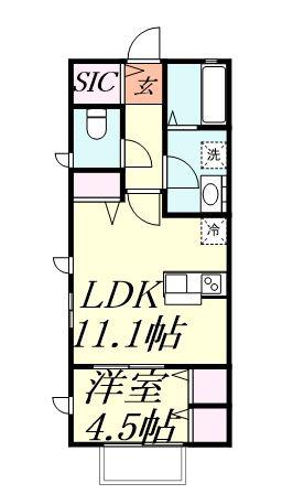 カーサラッフィナートVI(1LDK/2階)の間取り写真