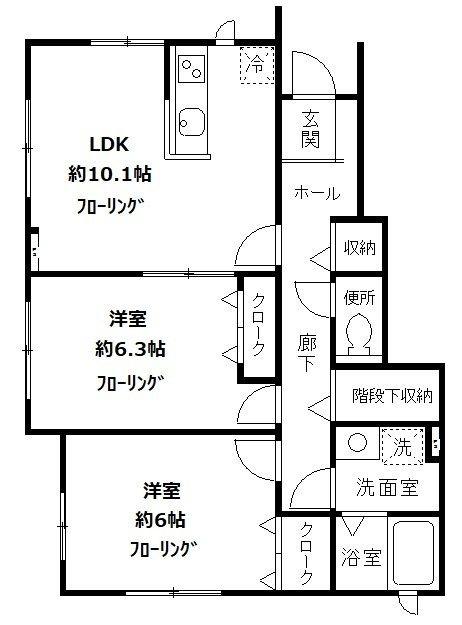 ウィステリアI号棟(2LDK/1階)の間取り写真