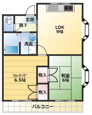 エステート野崎(2LDK/7階)の間取り写真
