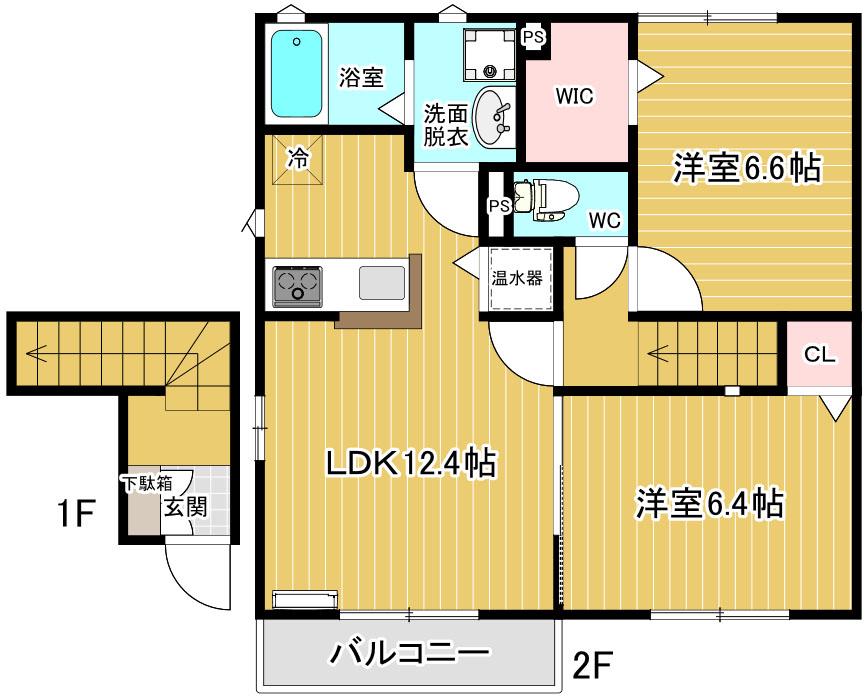 シャンス・メゾンII(2LDK/2階)の間取り写真