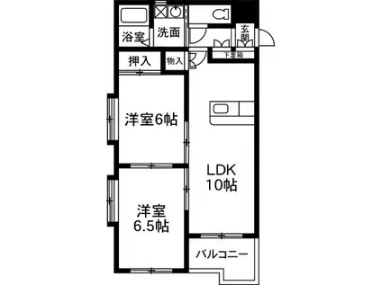 クレアトール(2LDK/2階)の間取り写真
