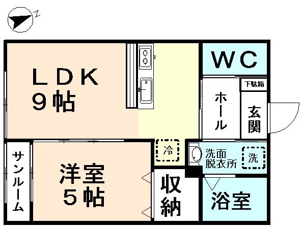 ブランネージュ(1LDK/2階)の間取り写真