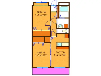 オークボマンション(2DK/2階)の間取り写真