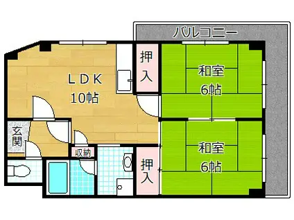 ハイクレスト宮之阪(2LDK/2階)の間取り写真