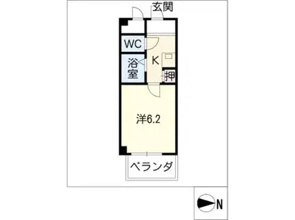 いのうビル(1K/5階)の間取り写真