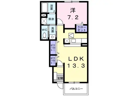 ノースフィールド(2LDK/1階)の間取り写真