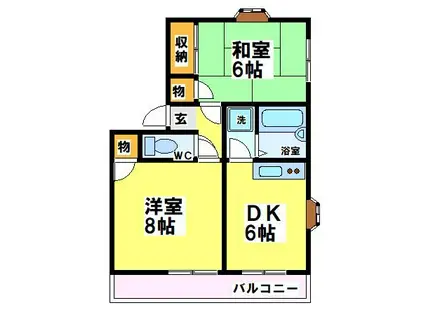 コーポ朝倉A棟(2DK/2階)の間取り写真