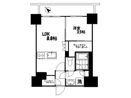 ピアース赤坂(1LDK/4階)の間取り写真
