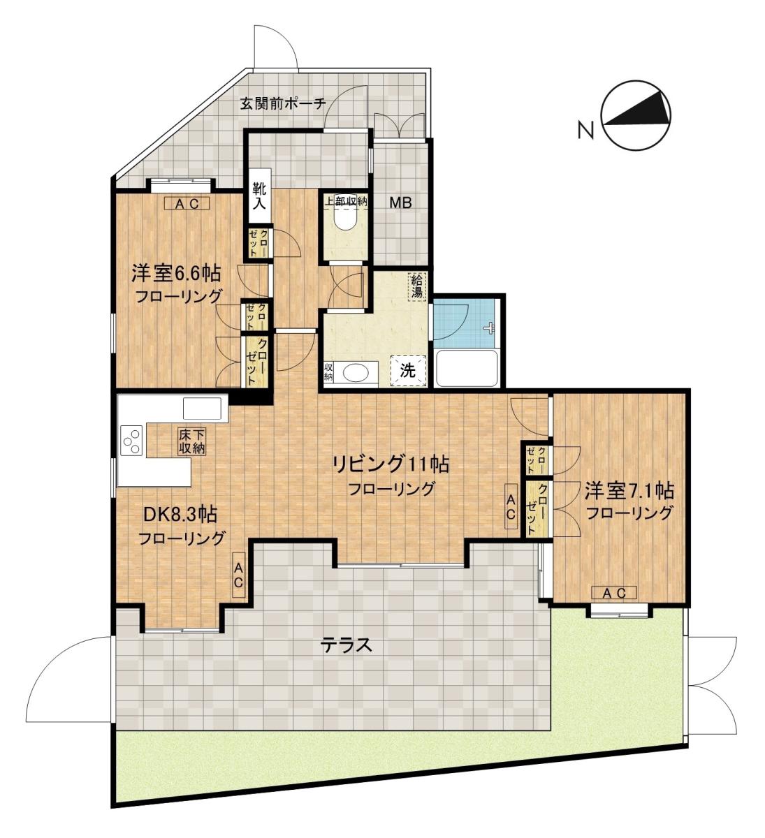 メゾネット浜田山(2LDK/1階)の間取り写真