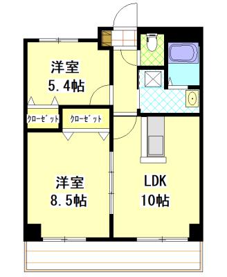 トムキャット 103(2LDK/4階)の間取り写真
