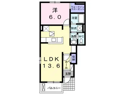 ガーデン・坂東(1LDK/1階)の間取り写真