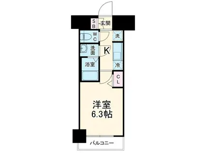 ディアレイシャス名古屋太閤通II(1K/8階)の間取り写真
