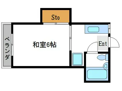 大野荘(1K/2階)の間取り写真