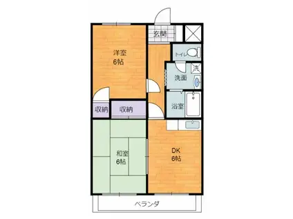 エイム水明北(2DK/2階)の間取り写真