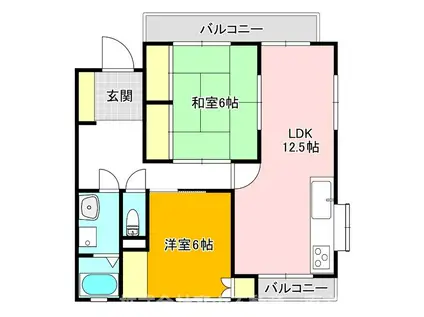 筑豊電気鉄道 感田駅 徒歩26分 2階建 築34年(2LDK/1階)の間取り写真