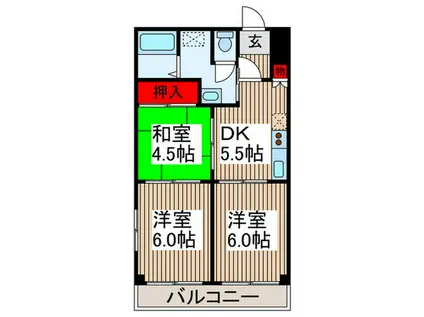 ライオンズマンション浦和第2(3DK/2階)の間取り写真