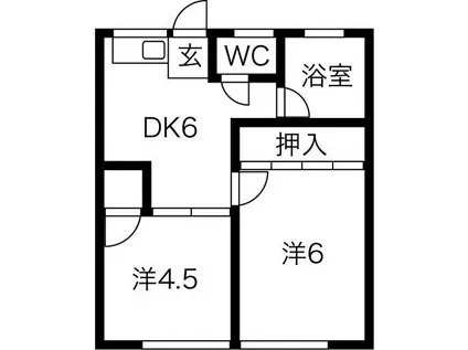 オークラパークマンション(2DK/2階)の間取り写真