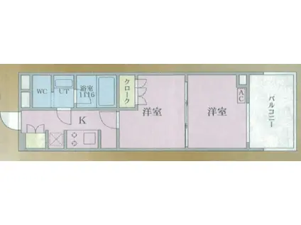 エヌズパークレジデンス新宿御苑(2K/9階)の間取り写真