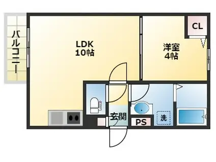 TATERUAPARTMENT加美鞍作2丁目A棟(1LDK/3階)の間取り写真