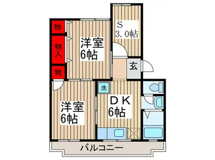 岡野第二マンション(2SDK/1階)の間取り写真