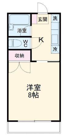 パラシオB(1K/2階)の間取り写真