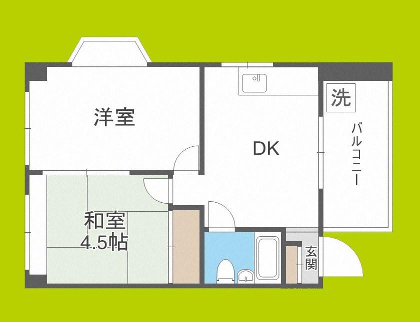 旭ロイヤルハイム(2DK/4階)の間取り写真