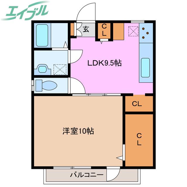 ノーブル松本(1LDK/1階)の間取り写真