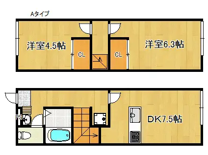 レオパレスTSURUHARA 2001(2DK/1階)の間取り写真