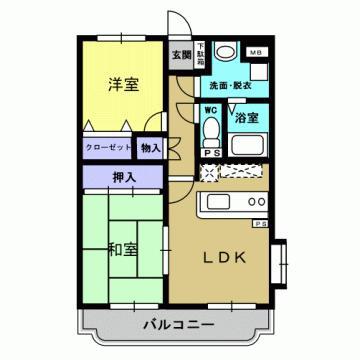 プティレカンIZUMI(2LDK/3階)の間取り写真