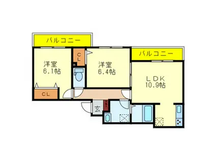 メゾンドゥプラザ(2LDK/3階)の間取り写真