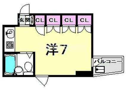 キューブ東武庫之荘II(ワンルーム/4階)の間取り写真