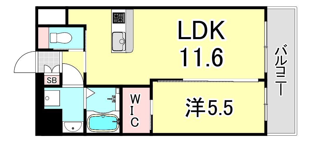 プレジオさくら夙川(1LDK/7階)の間取り写真