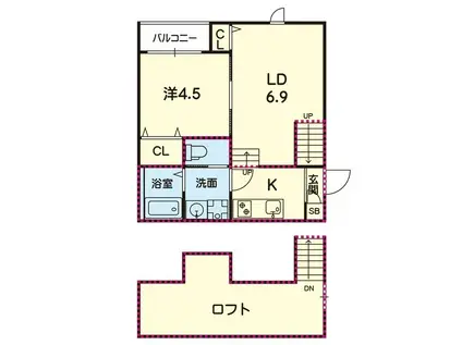 ステラ西熊本III(1LDK/2階)の間取り写真