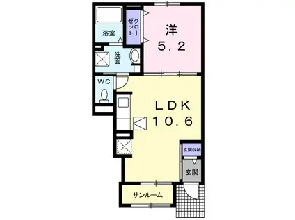 レジデンスT・ウエスト II(1LDK/1階)の間取り写真