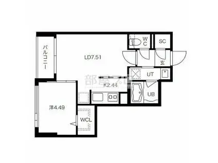 ノルデスタパークムーン(1LDK/2階)の間取り写真