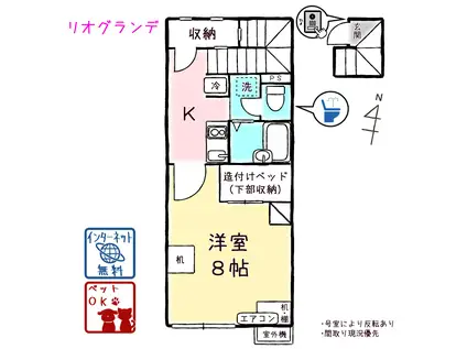 リオグランデ(1K/2階)の間取り写真