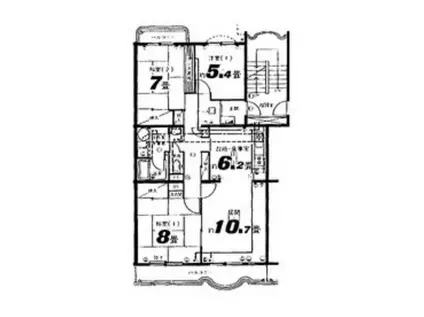 西所沢椿峰ニュータウン39街区2号棟(3LDK/3階)の間取り写真
