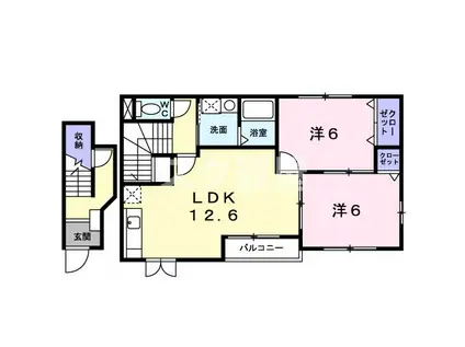 ラ・フルール壱番館(2LDK/2階)の間取り写真