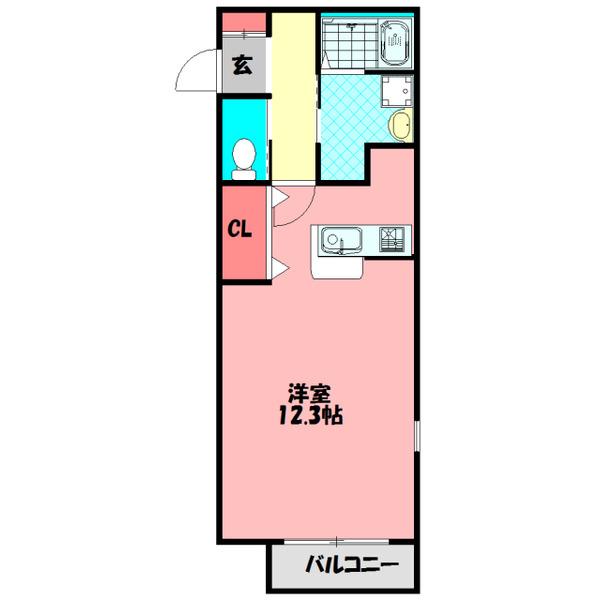アザレア(1K/1階)の間取り写真