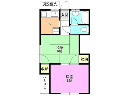 メゾンひまわり(2K/2階)の間取り写真