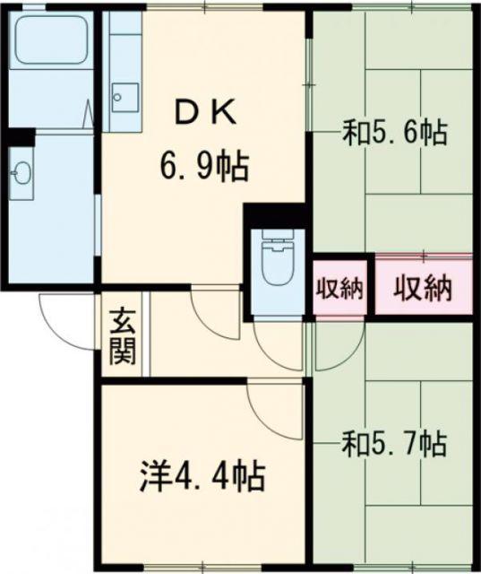 ガーデンハイツ緑ヶ丘E(3DK/1階)の間取り写真