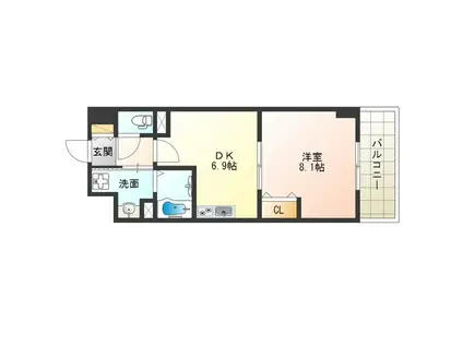 ミルフィーユ(1DK/6階)の間取り写真