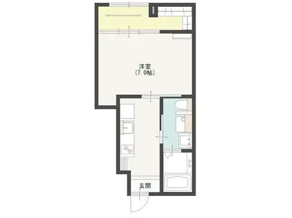 PRIVE上安(1K/1階)の間取り写真