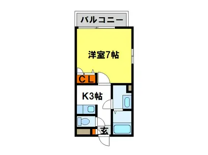 ピュアライフ二日市(1K/3階)の間取り写真