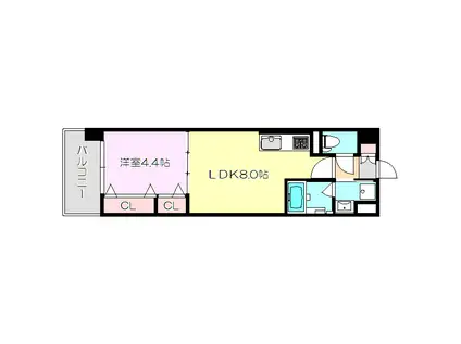 STORM(1LDK/2階)の間取り写真