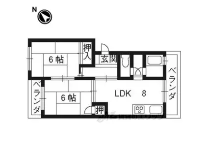 中原マンション(2LDK/2階)の間取り写真