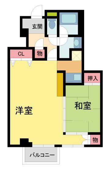 ルーア芦屋(ワンルーム/3階)の間取り写真