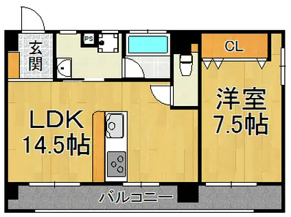 親和マンション(1LDK/1階)の間取り写真