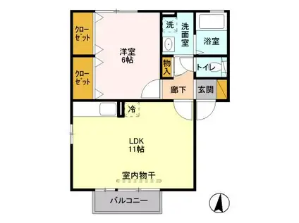 ヴィラオーネストA(1LDK/2階)の間取り写真